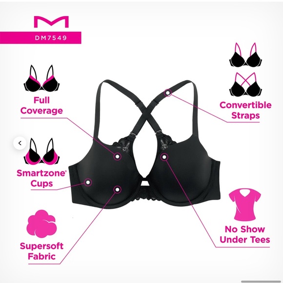 Maidenform One Fab Fit Full Coverage Underwire White Convertable Bra - Picture 5 of 8